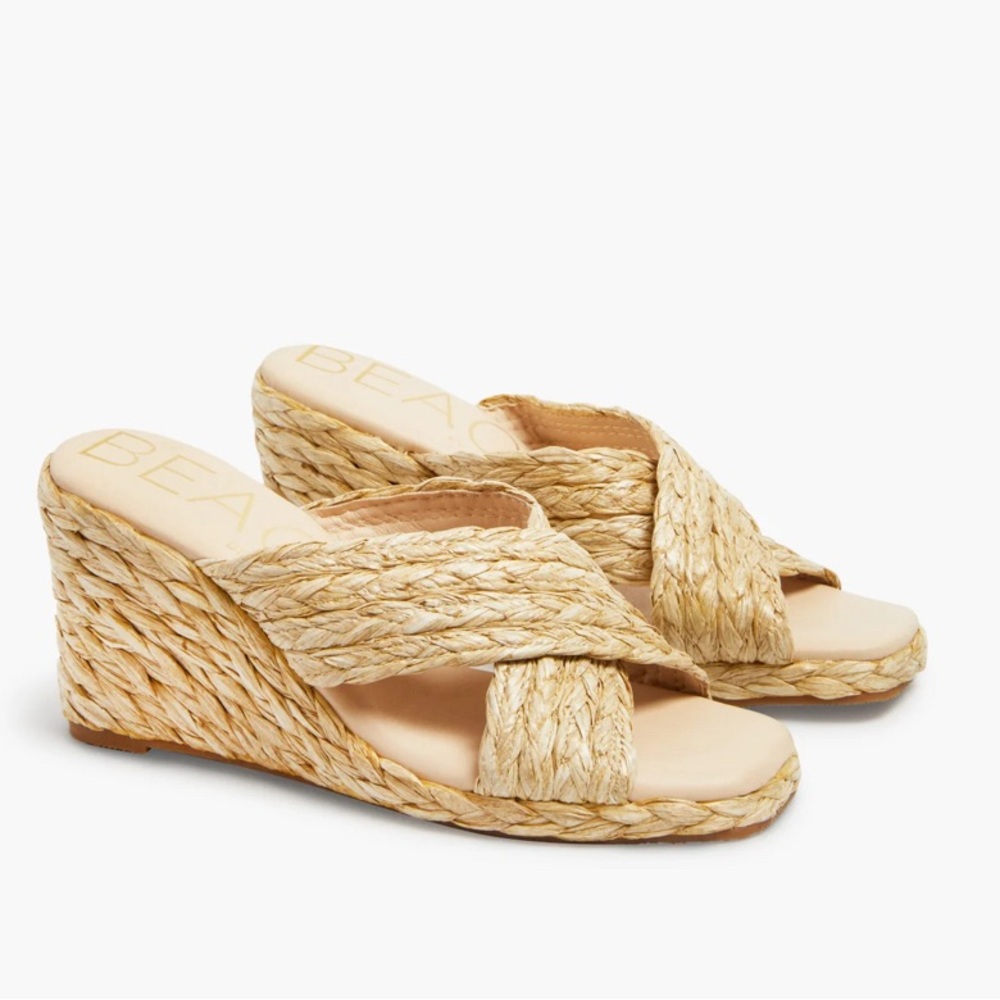 Beach By Matisse Bondi | Crisscross Woven Raffia
Wedge Sandals | NWOT